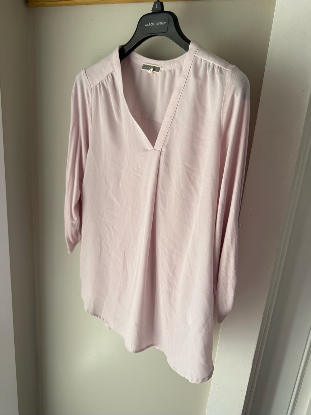 Pleione Pale Pink V-Neck Tunic Blouse